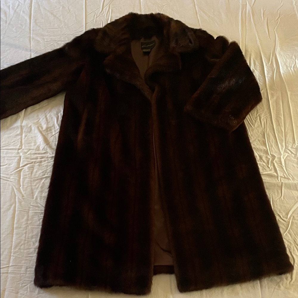 Chic Dark Brown Long Length Faux Fur Coat
